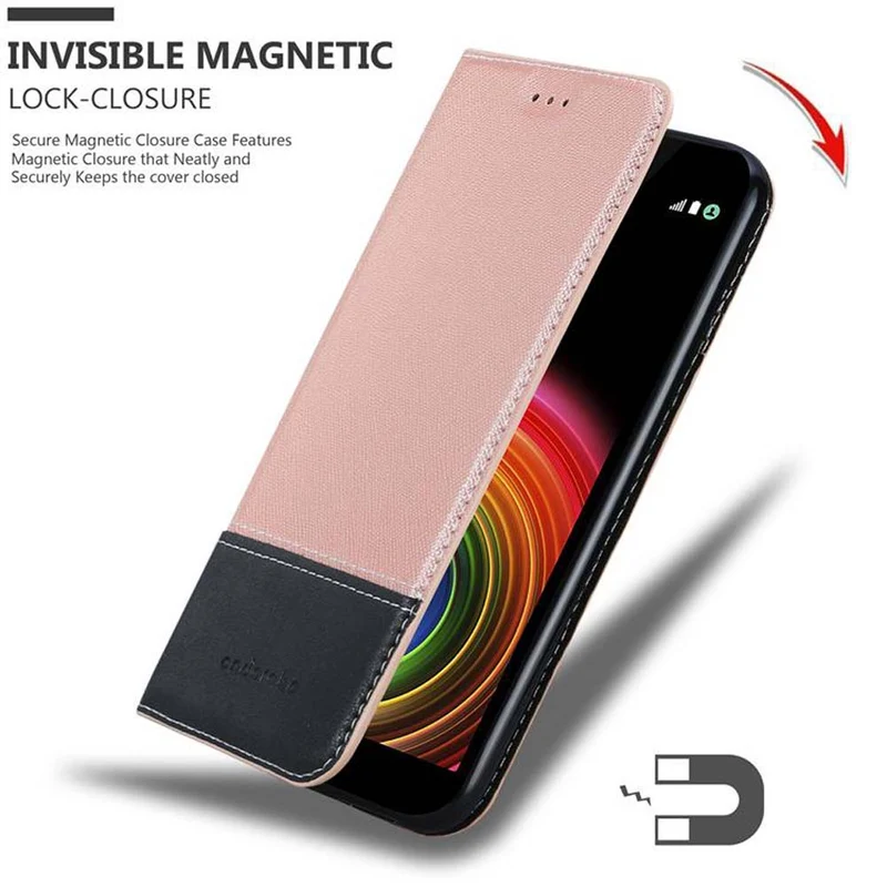 Cadorabo Hülle kompatibel mit LG X POWER Schutzhülle mit Magnetverschluss, Standfunktion und Kartenfach