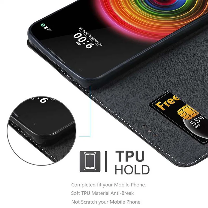 Cadorabo Hülle kompatibel mit LG X POWER Schutzhülle mit Magnetverschluss, Standfunktion und Kartenfach