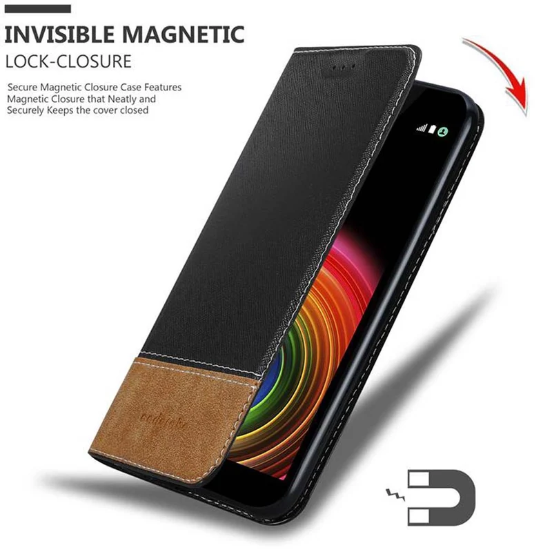 Cadorabo Hülle kompatibel mit LG X POWER Schutzhülle mit Magnetverschluss, Standfunktion und Kartenfach