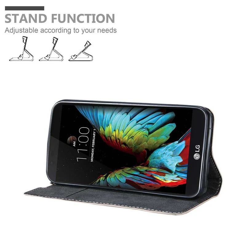 Cadorabo Hülle kompatibel mit LG K10 2016 Schutzhülle mit Magnetverschluss, Standfunktion und Kartenfach