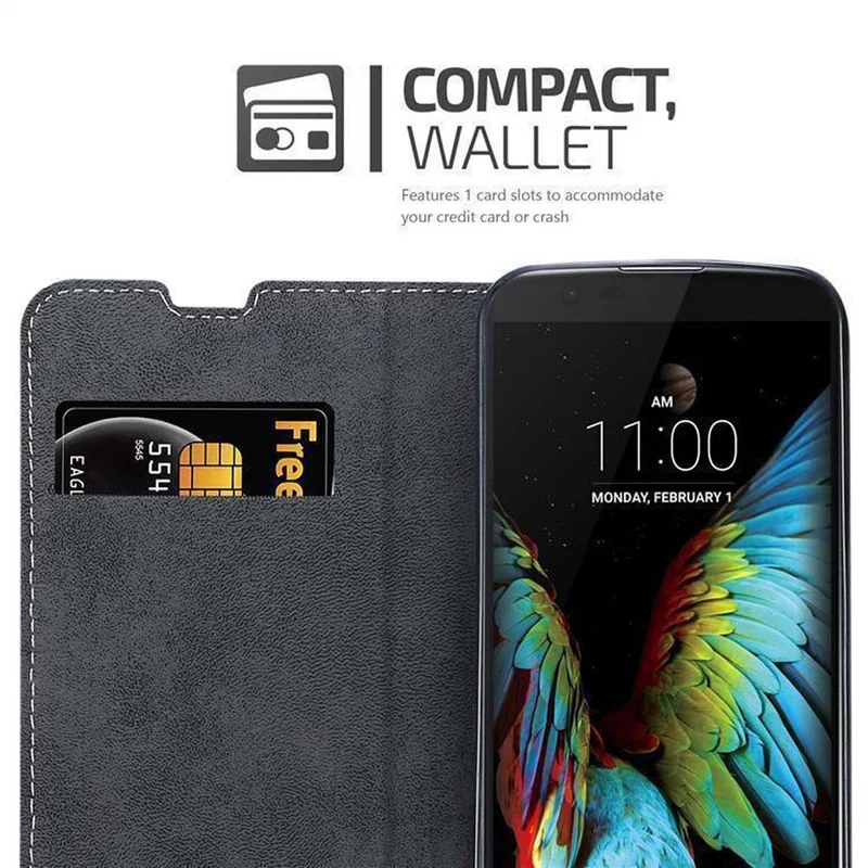 Cadorabo Hülle kompatibel mit LG K10 2016 Schutzhülle mit Magnetverschluss, Standfunktion und Kartenfach