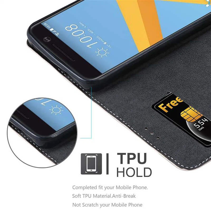 Cadorabo Hülle kompatibel mit HTC ONE M10 Schutzhülle mit Magnetverschluss, Standfunktion und Kartenfach