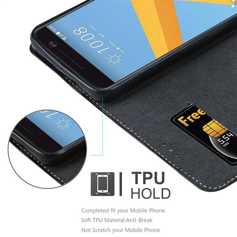 Cadorabo Hülle kompatibel mit HTC ONE M10 Schutzhülle mit Magnetverschluss, Standfunktion und Kartenfach
