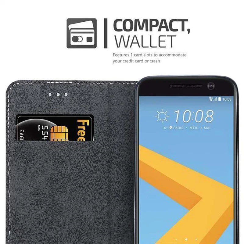 Cadorabo Hülle kompatibel mit HTC ONE M10 Schutzhülle mit Magnetverschluss, Standfunktion und Kartenfach