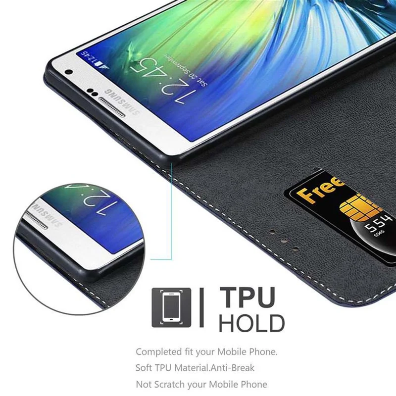 Cadorabo Hülle kompatibel mit Samsung Galaxy A7 2015 Schutzhülle mit Magnetverschluss, Standfunktion und Kartenfach