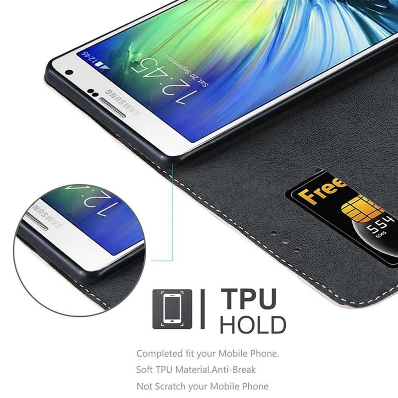 Cadorabo Hülle kompatibel mit Samsung Galaxy A7 2015 Schutzhülle mit Magnetverschluss, Standfunktion und Kartenfach