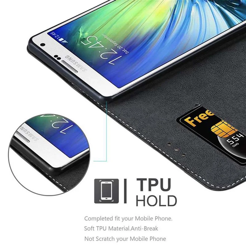 Cadorabo Hülle kompatibel mit Samsung Galaxy A7 2015 Schutzhülle mit Magnetverschluss, Standfunktion und Kartenfach