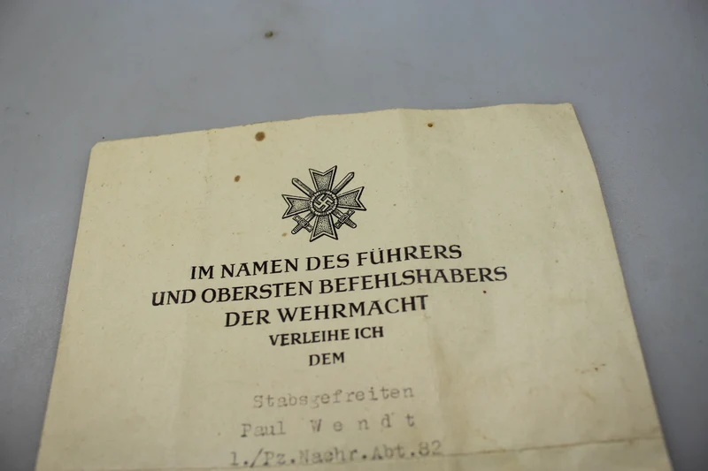 KVK-Zertifikat mit Schwertern, zweite Klasse, Zweiter Weltkrieg