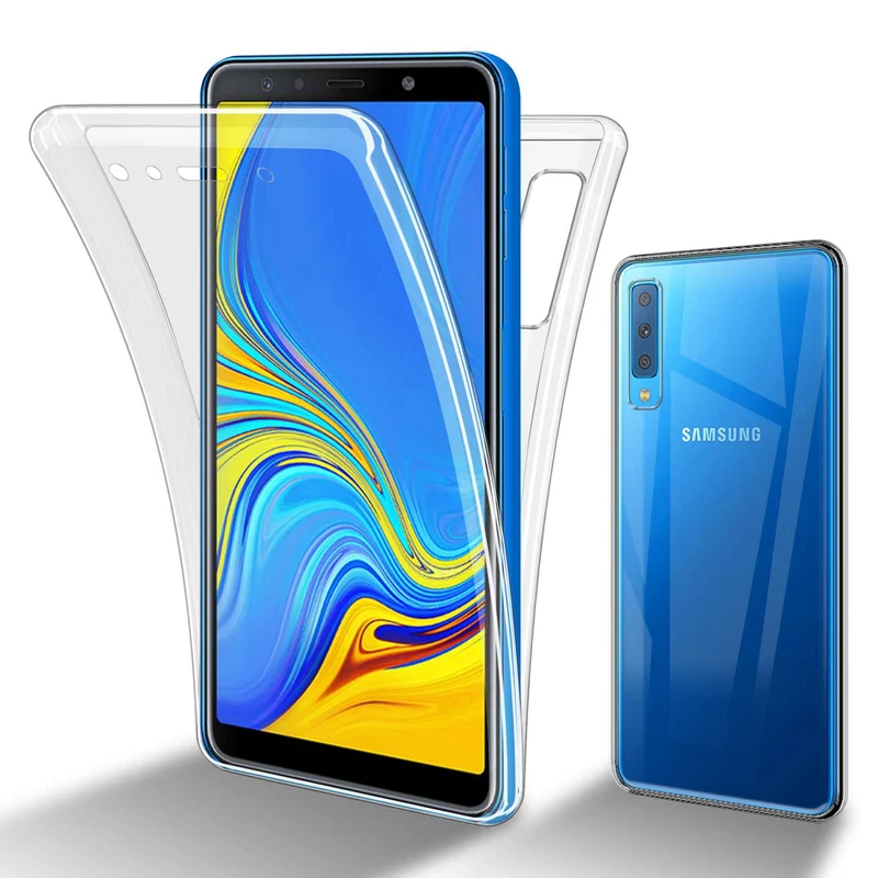 Cadorabo Hülle kompatibel mit Samsung Galaxy A7 2018 360° Full Body Schutzhülle - Front- und Rückenschutz, Rundumschutz mit Displayschutz