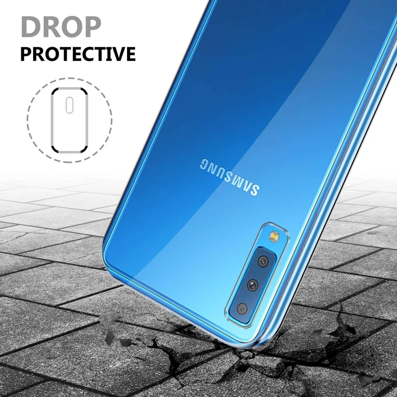 Cadorabo Hülle kompatibel mit Samsung Galaxy A7 2018 360° Full Body Schutzhülle - Front- und Rückenschutz, Rundumschutz mit Displayschutz