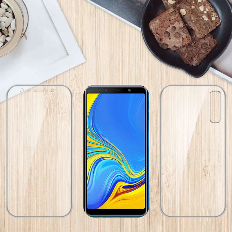Cadorabo Hülle kompatibel mit Samsung Galaxy A7 2018 360° Full Body Schutzhülle - Front- und Rückenschutz, Rundumschutz mit Displayschutz
