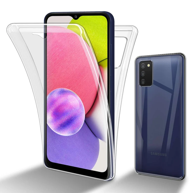 Cadorabo Hülle kompatibel mit Samsung Galaxy A03s 360° Full Body Schutzhülle - Front- und Rückenschutz, Rundumschutz mit Displayschutz