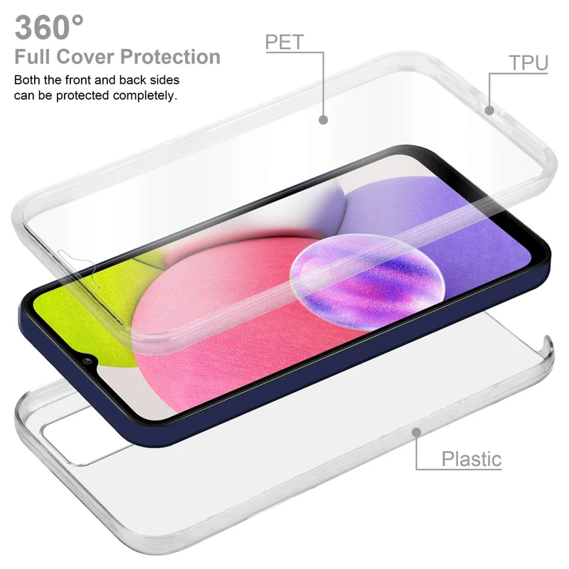 Cadorabo Hülle kompatibel mit Samsung Galaxy A03s 360° Full Body Schutzhülle - Front- und Rückenschutz, Rundumschutz mit Displayschutz
