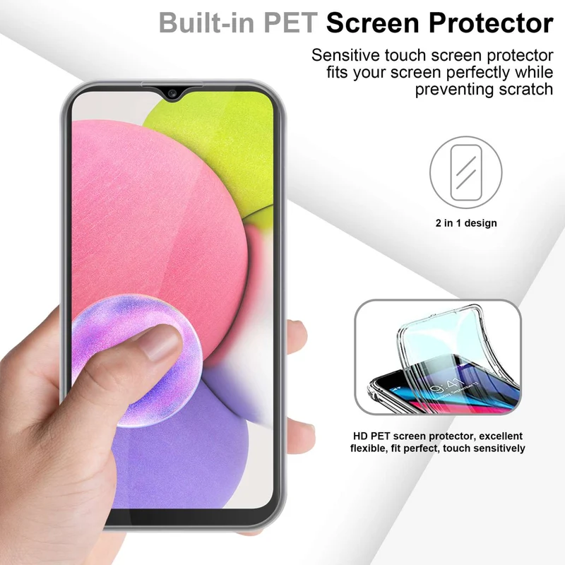 Cadorabo Hülle kompatibel mit Samsung Galaxy A03s 360° Full Body Schutzhülle - Front- und Rückenschutz, Rundumschutz mit Displayschutz
