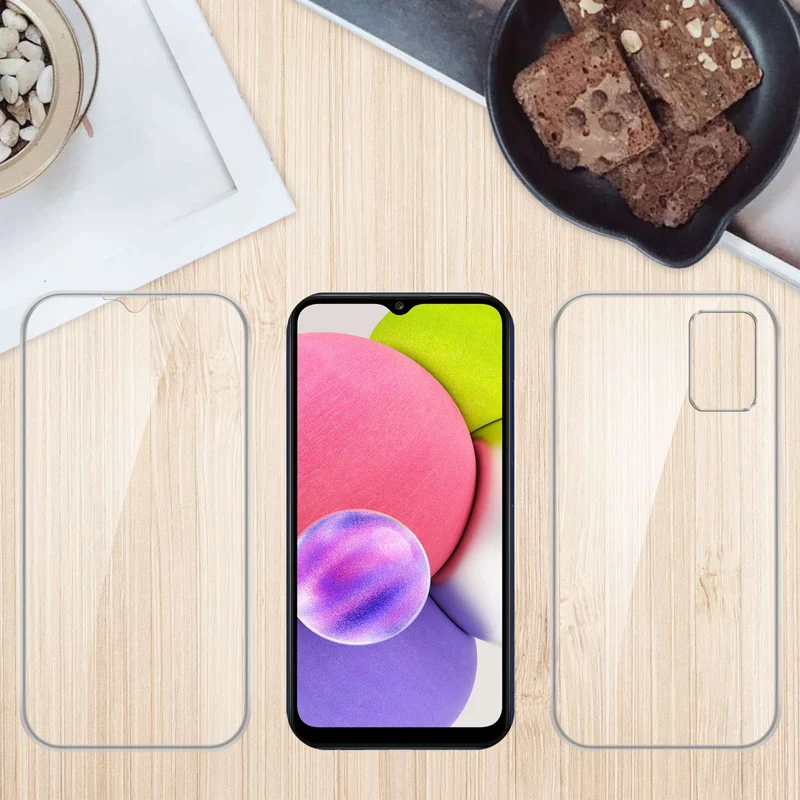 Cadorabo Hülle kompatibel mit Samsung Galaxy A03s 360° Full Body Schutzhülle - Front- und Rückenschutz, Rundumschutz mit Displayschutz