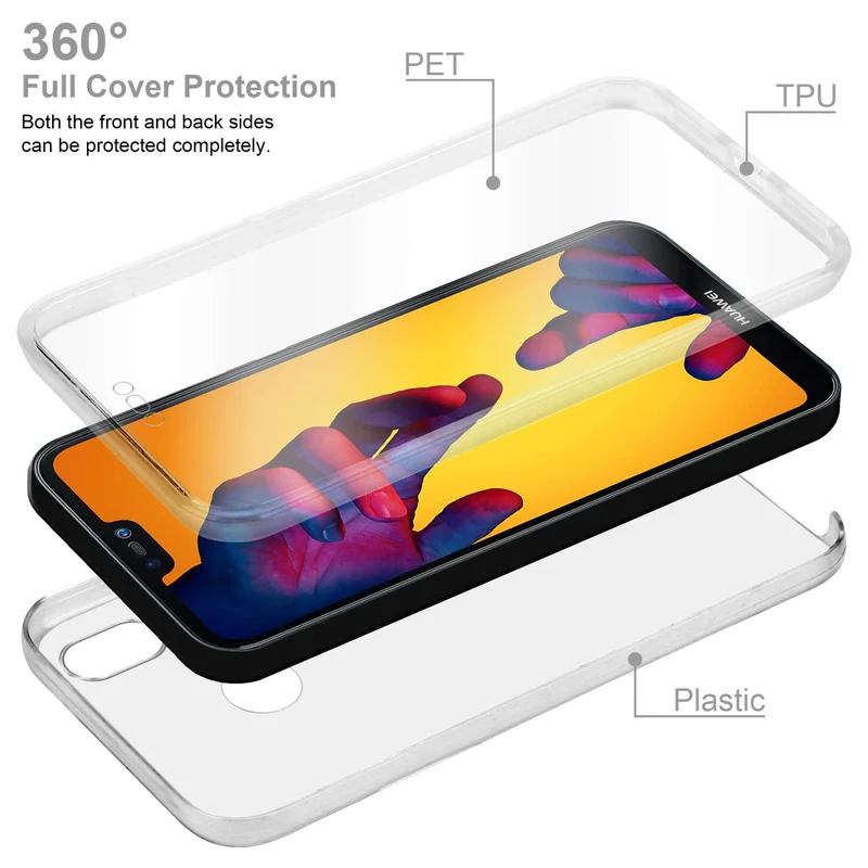 Cadorabo Hülle kompatibel mit Huawei P20 LITE 2018 / NOVA 3E 360° Full Body Schutzhülle - Front- und Rückenschutz, Rundumschutz mit Displayschutz