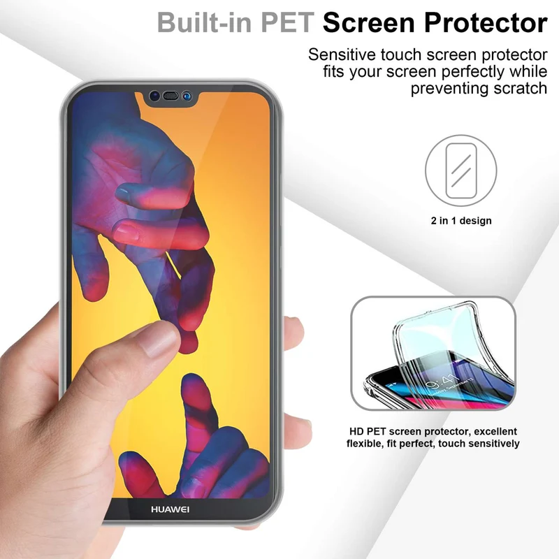 Cadorabo Hülle kompatibel mit Huawei P20 LITE 2018 / NOVA 3E 360° Full Body Schutzhülle - Front- und Rückenschutz, Rundumschutz mit Displayschutz