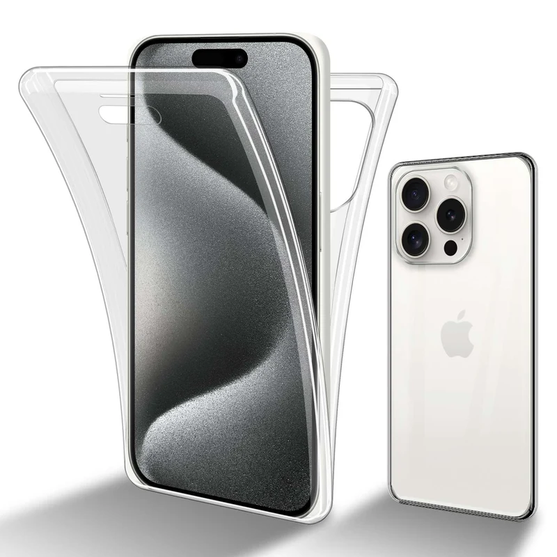 Cadorabo Hülle kompatibel mit Apple iPhone 15 PRO MAX 360° Full Body Schutzhülle - Front- und Rückenschutz, Rundumschutz mit Displayschutz