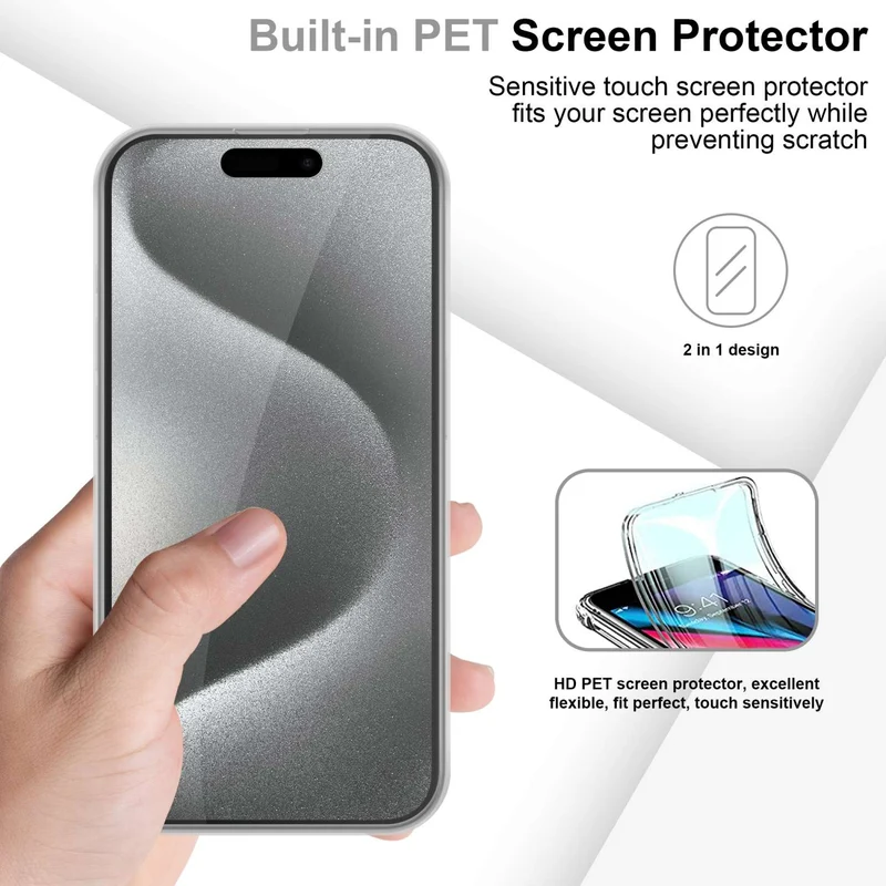 Cadorabo Hülle kompatibel mit Apple iPhone 15 PRO MAX 360° Full Body Schutzhülle - Front- und Rückenschutz, Rundumschutz mit Displayschutz