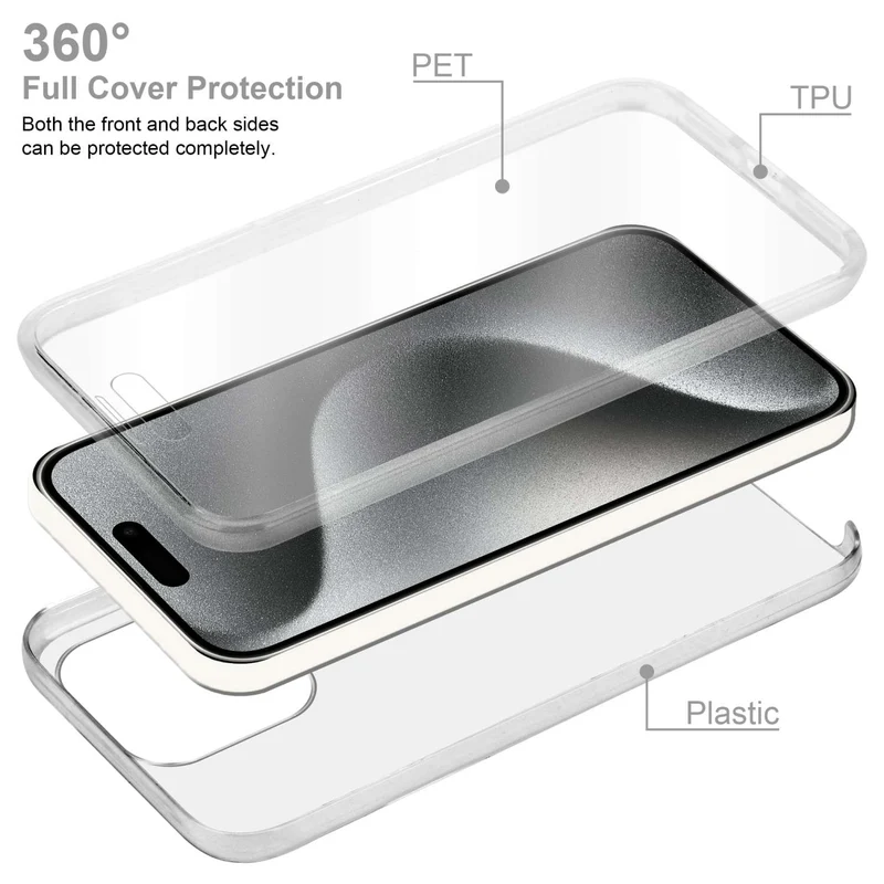 Cadorabo Hülle kompatibel mit Apple iPhone 15 PRO 360° Full Body Schutzhülle - Front- und Rückenschutz, Rundumschutz mit Displayschutz