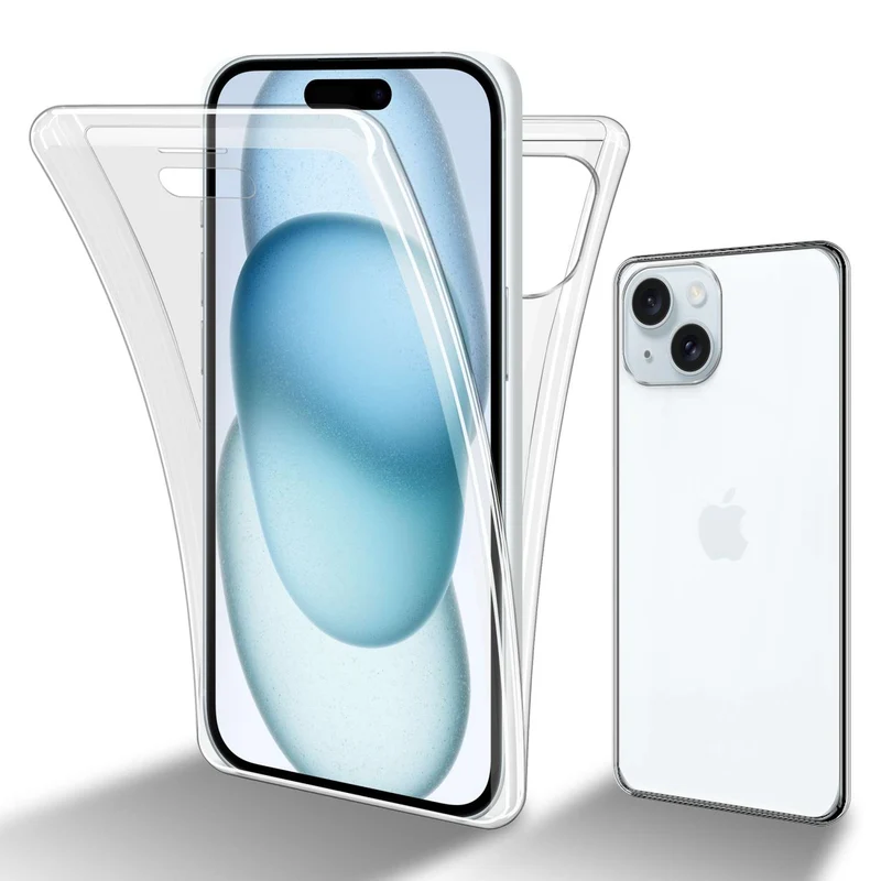 Cadorabo Hülle kompatibel mit Apple iPhone 15 360° Full Body Schutzhülle - Front- und Rückenschutz, Rundumschutz mit Displayschutz