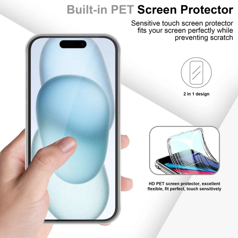Cadorabo Hülle kompatibel mit Apple iPhone 15 360° Full Body Schutzhülle - Front- und Rückenschutz, Rundumschutz mit Displayschutz