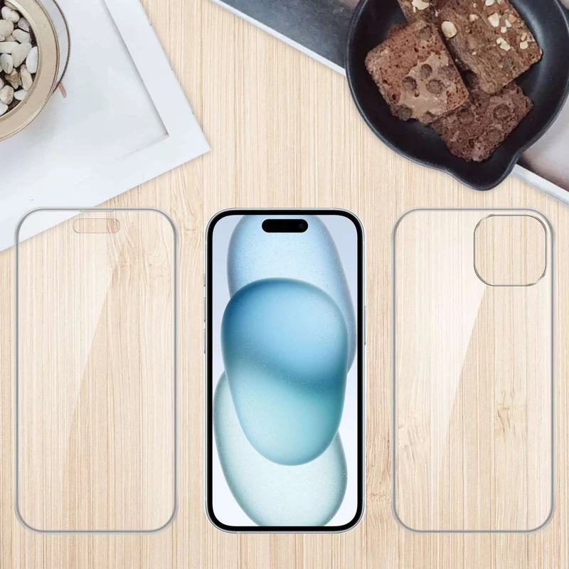 Cadorabo Hülle kompatibel mit Apple iPhone 15 360° Full Body Schutzhülle - Front- und Rückenschutz, Rundumschutz mit Displayschutz