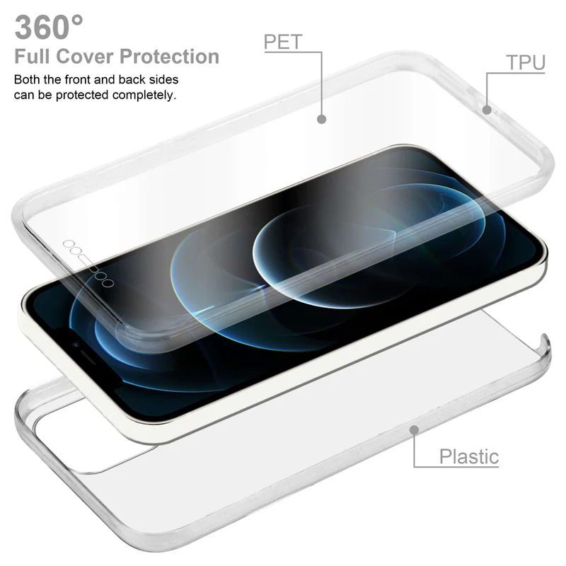 Cadorabo Hülle kompatibel mit Apple iPhone 12 / 12 PRO 360° Full Body Schutzhülle - Front- und Rückenschutz, Rundumschutz mit Displayschutz