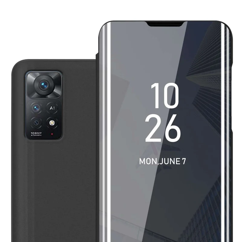 Cadorabo Hülle kompatibel mit Xiaomi RedMi NOTE 11 PRO 4G / 5G Clear View Spiegel Schutzhülle mit Standfunktion 360 Grad Schutz