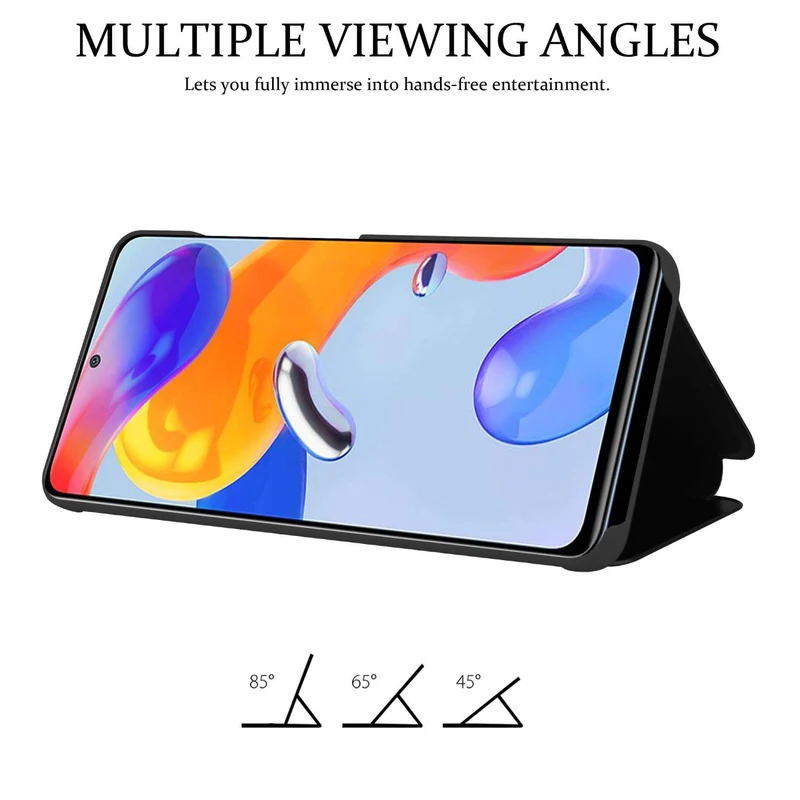Cadorabo Hülle kompatibel mit Xiaomi RedMi NOTE 11 PRO 4G / 5G Clear View Spiegel Schutzhülle mit Standfunktion 360 Grad Schutz