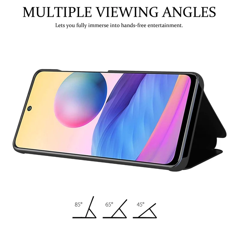 Cadorabo Hülle kompatibel mit Xiaomi RedMi NOTE 10 5G / POCO M3 PRO 5G Clear View Spiegel Schutzhülle mit Standfunktion 360 Grad Schutz