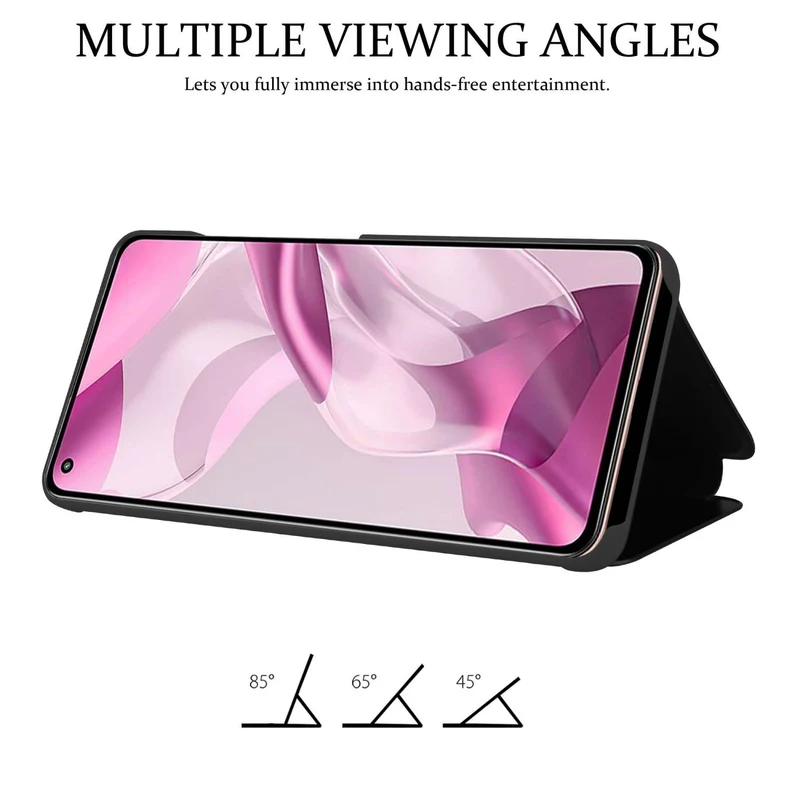 Cadorabo Hülle kompatibel mit Xiaomi Mi 11 LITE (4G / 5G) / 11 LITE NE Clear View Spiegel Schutzhülle mit Standfunktion 360 Grad Schutz