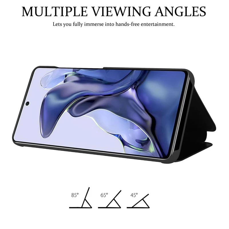 Cadorabo Hülle kompatibel mit Xiaomi 11T / 11T PRO Clear View Spiegel Schutzhülle mit Standfunktion 360 Grad Schutz