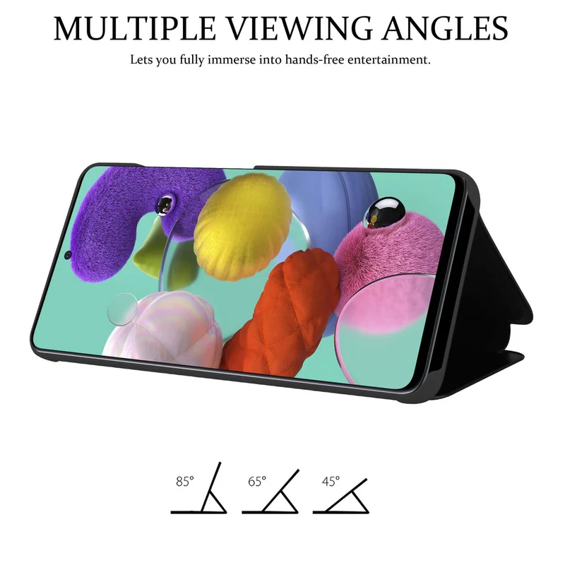 Cadorabo Hülle kompatibel mit Samsung Galaxy A51 5G Clear View Spiegel Schutzhülle mit Standfunktion 360 Grad Schutz