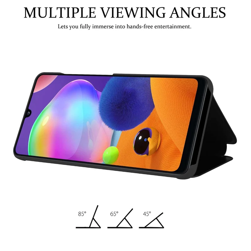 Cadorabo Hülle kompatibel mit Samsung Galaxy A31 Clear View Spiegel Schutzhülle mit Standfunktion 360 Grad Schutz