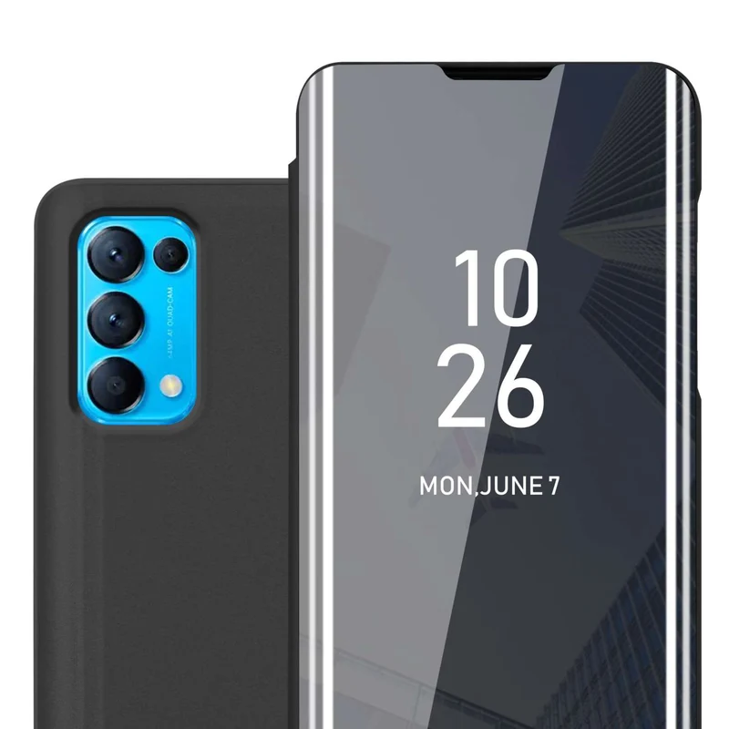 Cadorabo Hülle kompatibel mit Oppo FIND X3 LITE Clear View Spiegel Schutzhülle mit Standfunktion 360 Grad Schutz