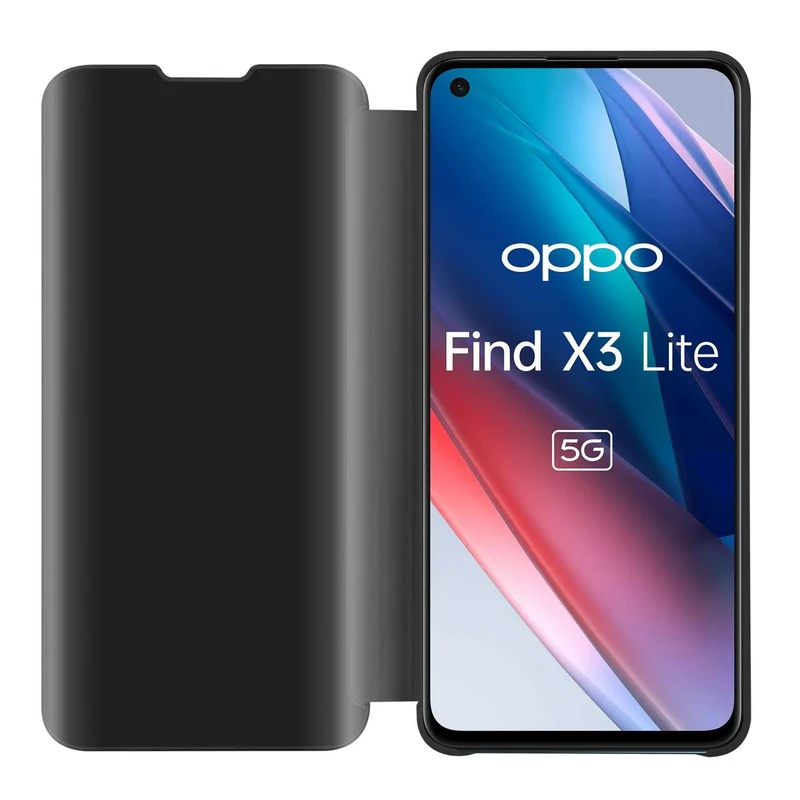 Cadorabo Hülle kompatibel mit Oppo FIND X3 LITE Clear View Spiegel Schutzhülle mit Standfunktion 360 Grad Schutz
