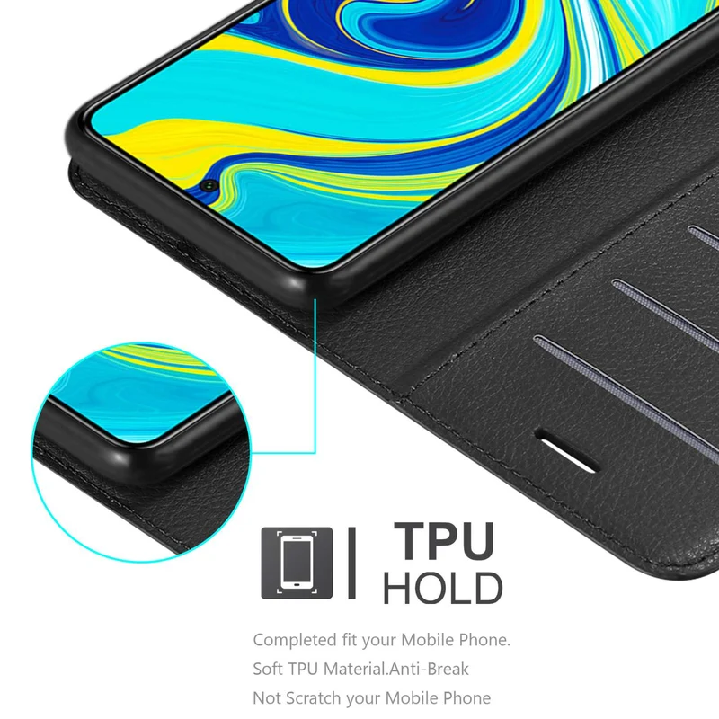 Cadorabo Hülle kompatibel mit Xiaomi RedMi NOTE 9 PRO / NOTE 9S Schutzhülle mit Magnetverschluss, Standfunktion und Kartenfach