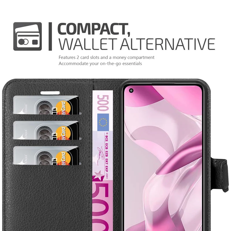 Cadorabo Hülle kompatibel mit Xiaomi Mi 11 LITE (4G / 5G) / 11 LITE NE Schutzhülle mit Magnetverschluss, Standfunktion und Kartenfach