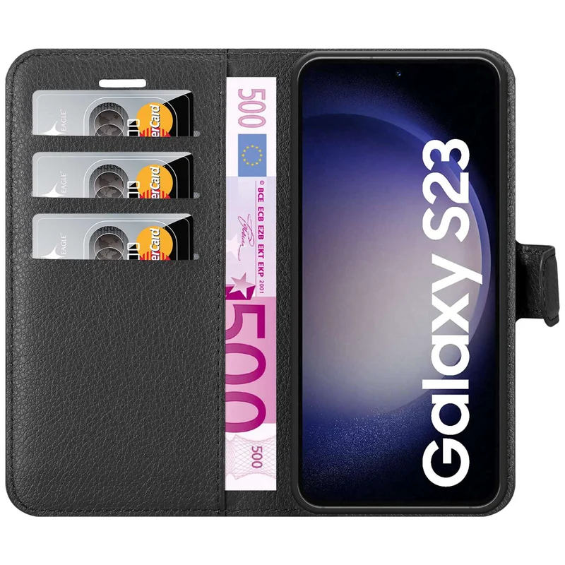 Cadorabo Hülle kompatibel mit Samsung Galaxy S23 Schutzhülle mit Magnetverschluss, Standfunktion und Kartenfach
