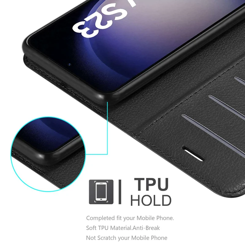 Cadorabo Hülle kompatibel mit Samsung Galaxy S23 Schutzhülle mit Magnetverschluss, Standfunktion und Kartenfach