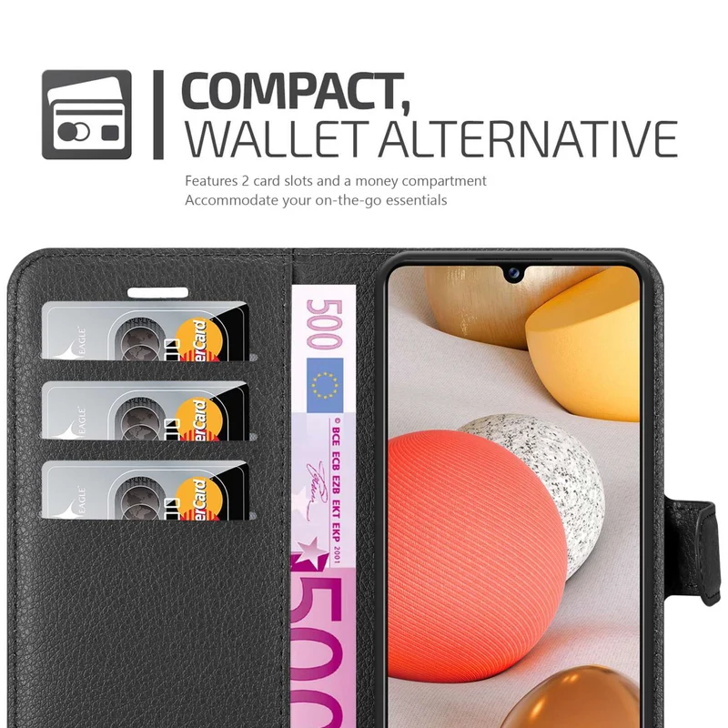 Cadorabo Hülle kompatibel mit Samsung Galaxy A42 4G Schutzhülle mit Magnetverschluss, Standfunktion und Kartenfach