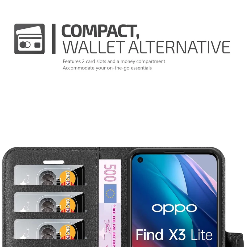 Cadorabo Hülle kompatibel mit Oppo FIND X3 LITE Schutzhülle mit Magnetverschluss, Standfunktion und Kartenfach