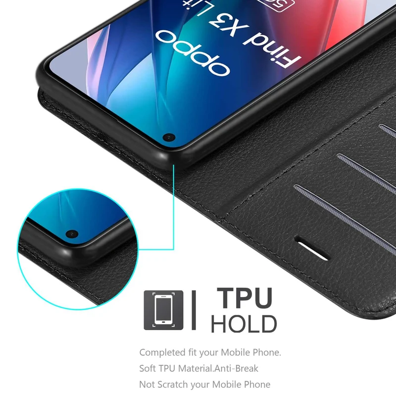 Cadorabo Hülle kompatibel mit Oppo FIND X3 LITE Schutzhülle mit Magnetverschluss, Standfunktion und Kartenfach