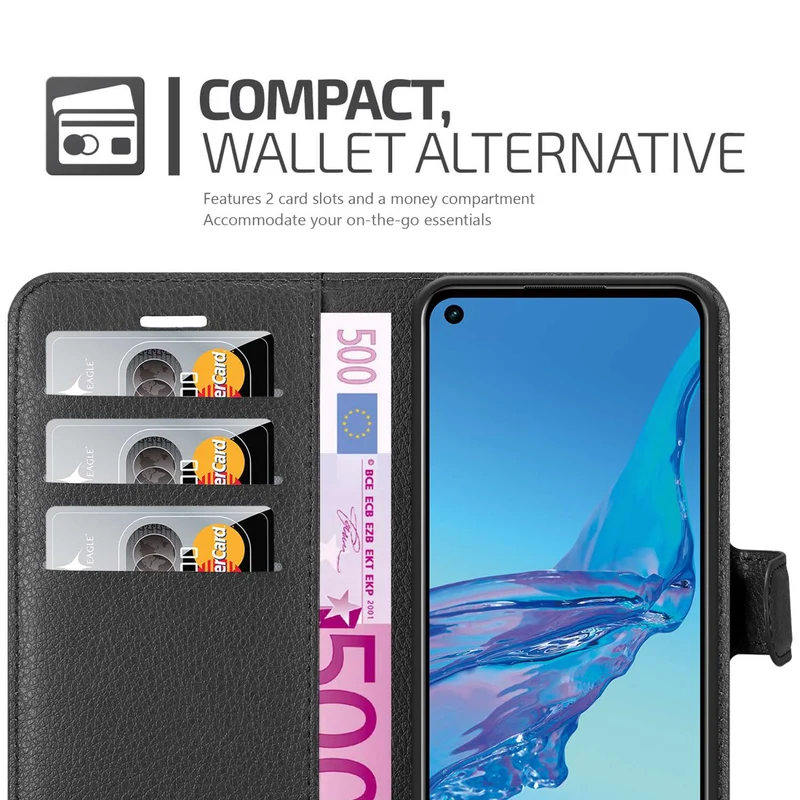 Cadorabo Hülle kompatibel mit Oppo A53s Schutzhülle mit Magnetverschluss, Standfunktion und Kartenfach