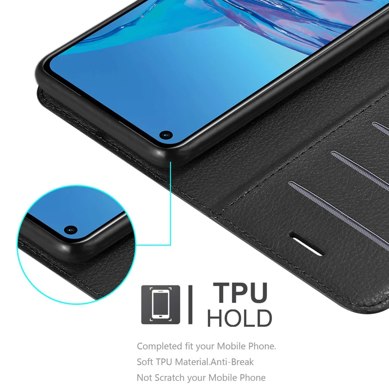 Cadorabo Hülle kompatibel mit Oppo A53s Schutzhülle mit Magnetverschluss, Standfunktion und Kartenfach