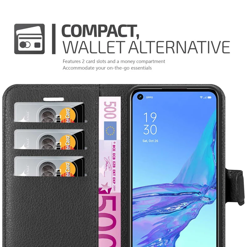 Cadorabo Hülle kompatibel mit Oppo A53 Schutzhülle mit Magnetverschluss, Standfunktion und Kartenfach