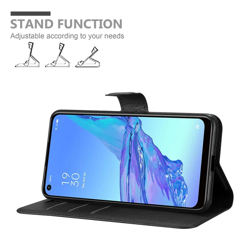 Cadorabo Hülle kompatibel mit Oppo A53 Schutzhülle mit Magnetverschluss, Standfunktion und Kartenfach