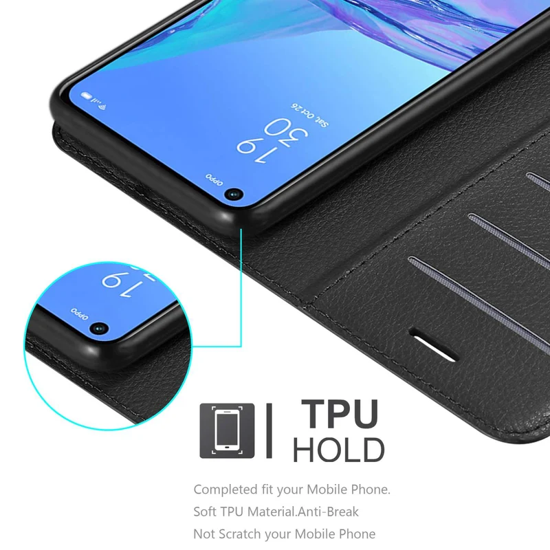Cadorabo Hülle kompatibel mit Oppo A53 Schutzhülle mit Magnetverschluss, Standfunktion und Kartenfach