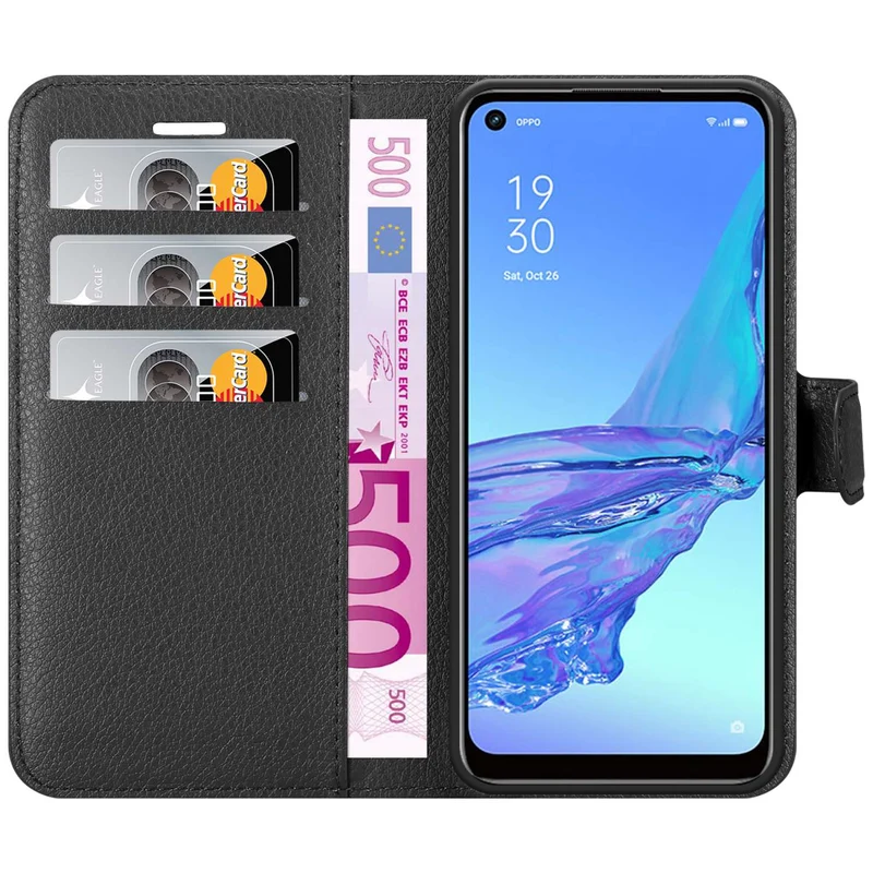 Cadorabo Hülle kompatibel mit Oppo A53 Schutzhülle mit Magnetverschluss, Standfunktion und Kartenfach